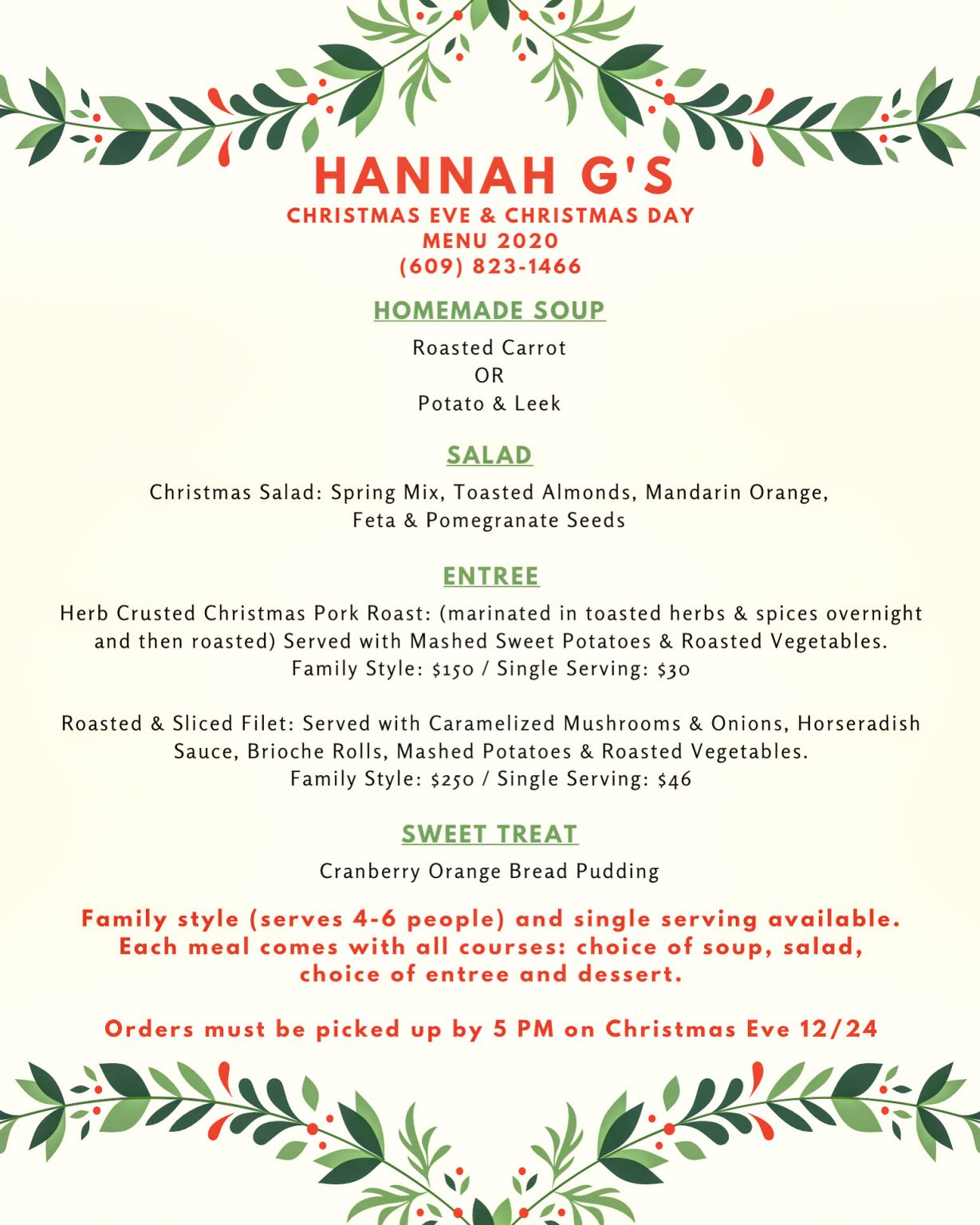 Christmas Eve &amp; Christmas Day Menu - Hannah-G's